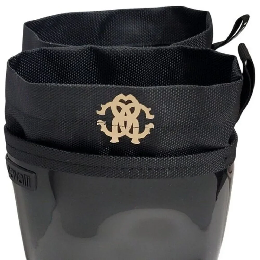 Roberto Cavalli Boots Black Rubber Rain 35